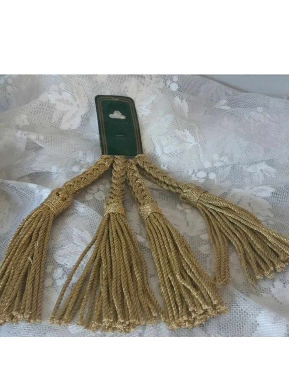 Braided Rope Tassel Napkin Ring Holders Shiny GOLD Hand Made New In Package 4